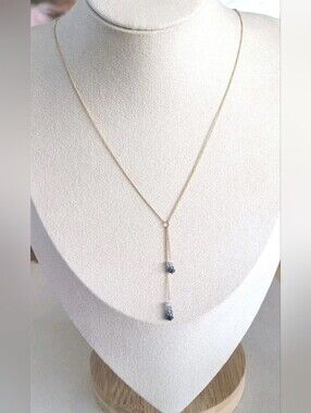 Melissa Joy Manning 14K Gold Ombre Sapphire Lariat Necklace MJM 17.5–19.5"